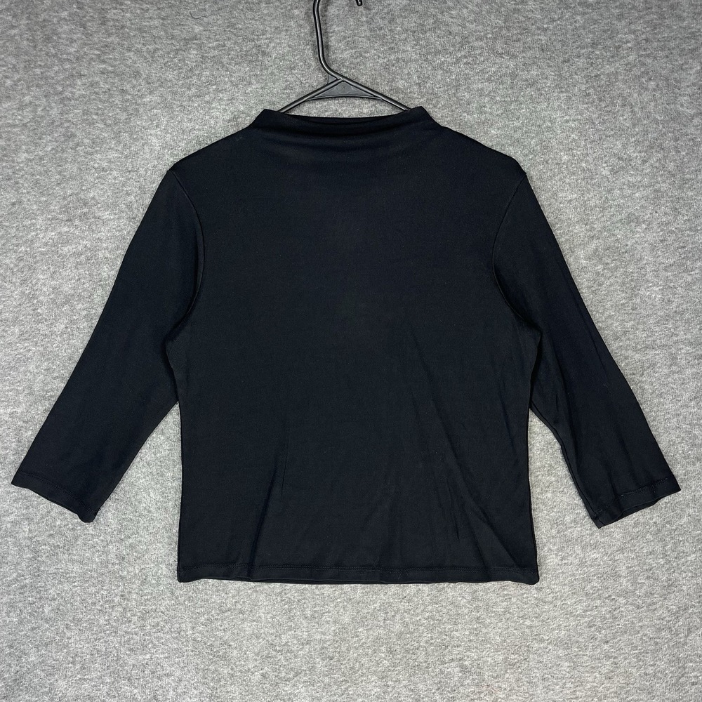 Y2K GAP Blouse Womens M Mock Neck 3/4 Sleeve Black Stretch Whimsigoth Witchy 90s